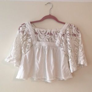 Free People Tops - White cropped & lacy free people top Free People Tops - White cropped & lacy free people top